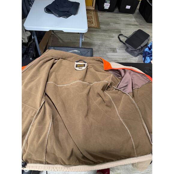 GameHide Bird Hunting Jacket Tan Blaze Orange Fleece Lined Size XL Shell Pockets - Picture 6 of 12
